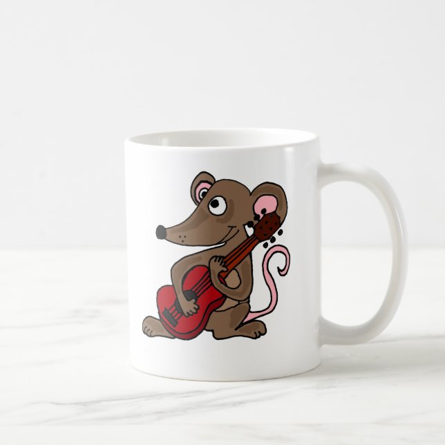 Hilarious Cartoon Mouse Playing Red Guitar Coffee Mug (Right)
