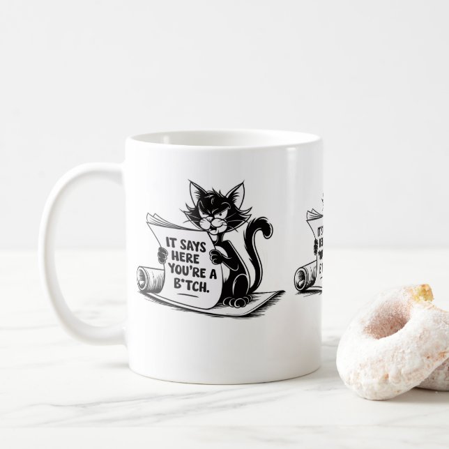 Hilarious Cat Gift For Office Or Home Cat Mum Dad  Coffee Mug (With Donut)