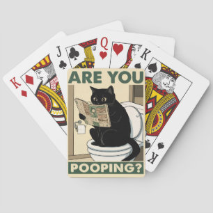 Hilarious Cat Reading Paper in Bathroom Playing Cards