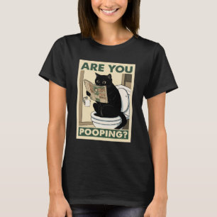 Hilarious Cat Reading Paper in Bathroom T-Shirt