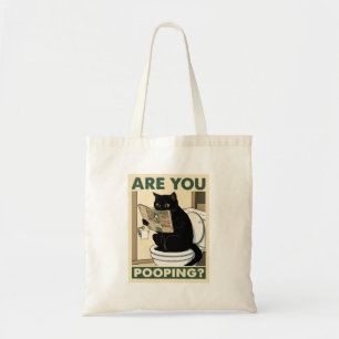 Hilarious Cat Reading Paper in Bathroom Tote Bag