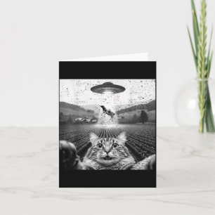 Hilarious Cat Selfie Ufo Cow Abduction Alien Meme Card