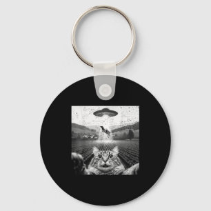 Hilarious Cat Selfie Ufo Cow Abduction Alien Meme Key Ring