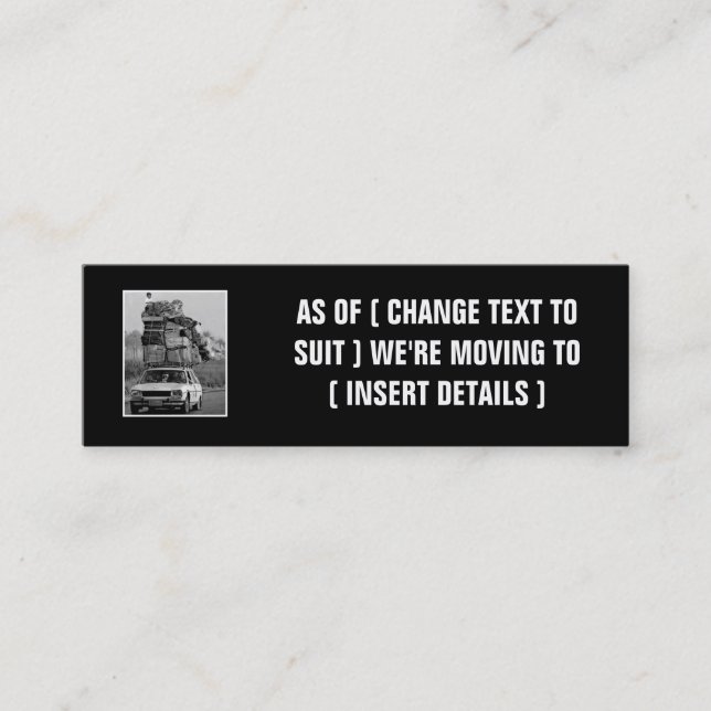 Hilarious change of address mini business card (Front)