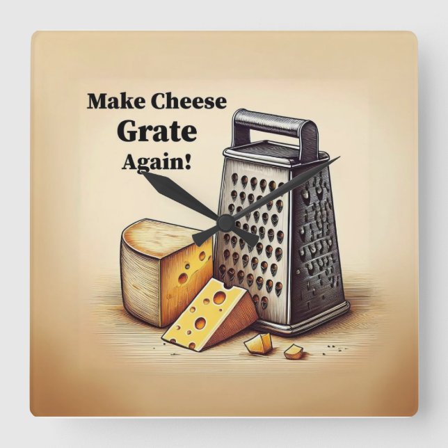 Hilarious Cheesy Political Square Wall Clock (Front)