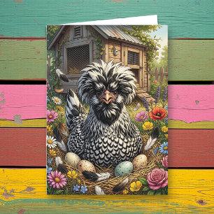 Hilarious Chicken Puns Checking in on a Friend Card