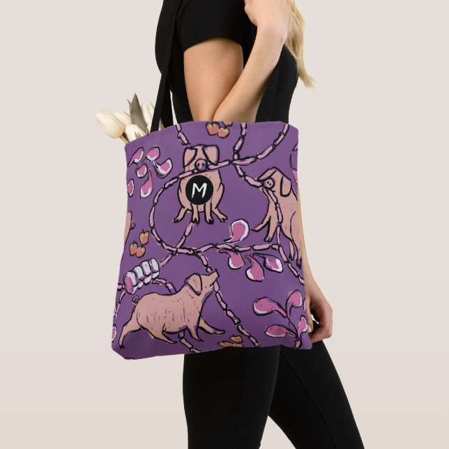 Hilarious Chinese Pig Year Monogram Choose Colour  Tote Bag (Close Up)
