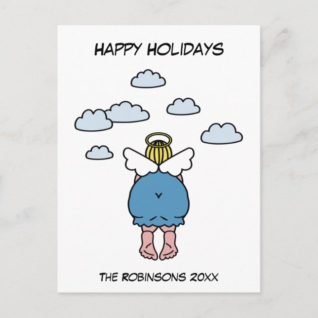 Hilarious Chubby Angel Humour Happy Holidays X-Mas Postcard (Front)
