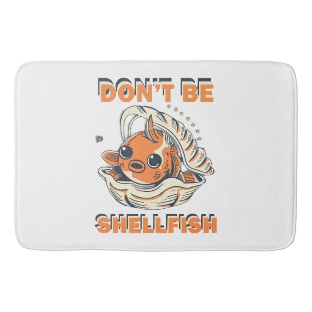 Hilarious Fish in a Shell Art Bath Mat (Front)