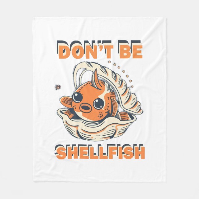 Hilarious Fish in a Shell Art Fleece Blanket (Front)