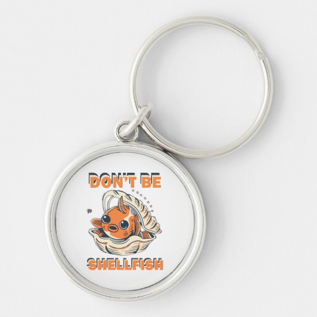 Hilarious Fish in a Shell Art Key Ring (Front)