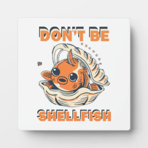 Hilarious Fish in a Shell Art Plaque