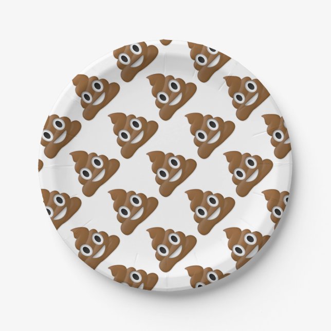 Hilarious fun poop-emoji - Poo cartoon design Paper Plate (Front)