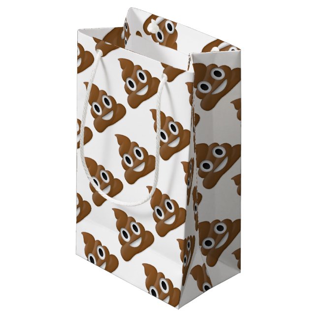 Hilarious fun poop-emoji - Poo cartoon design Small Gift Bag (Front Angled)