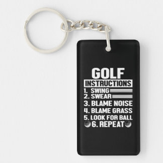 Hilarious Golf Instructions Novelty Idea For Key Ring