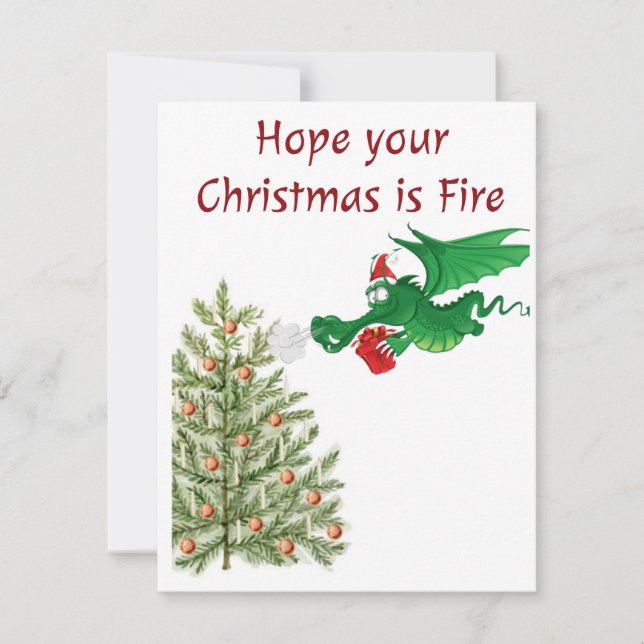 Hilarious Holiday Greeting featuring a cute dragon Card (Front)