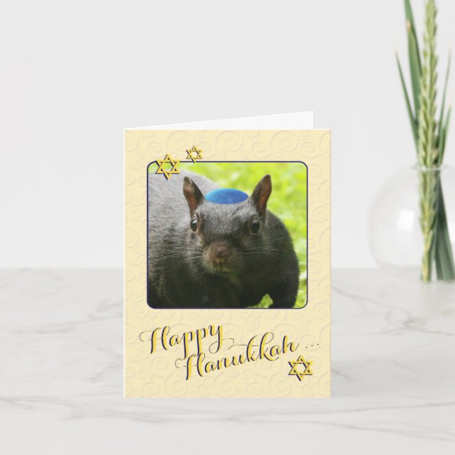 Hilarious Jewish Squirrel • Happy Hanukkah Holiday Card (Front)