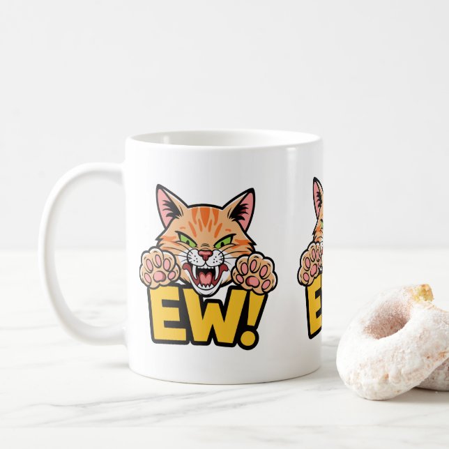 Hilarious Kitty Attitude Cat Lovers Cat Moms & Dad Coffee Mug (With Donut)