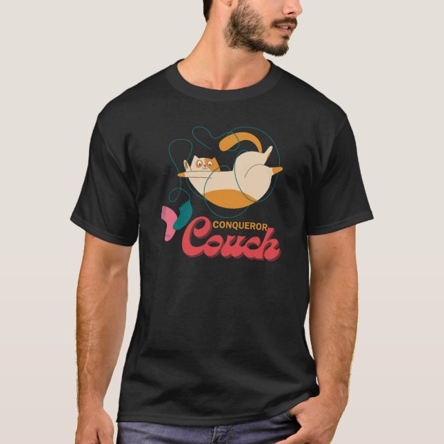 Hilarious Kitty Sleeping Couch conqueror  T-Shirt (Front)
