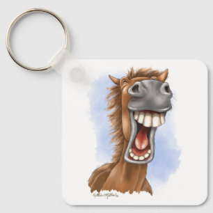 Hilarious Laughing Horse Cartoon Key Ring