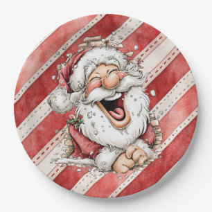 Hilarious Laughing Santa Claus Paper Plate