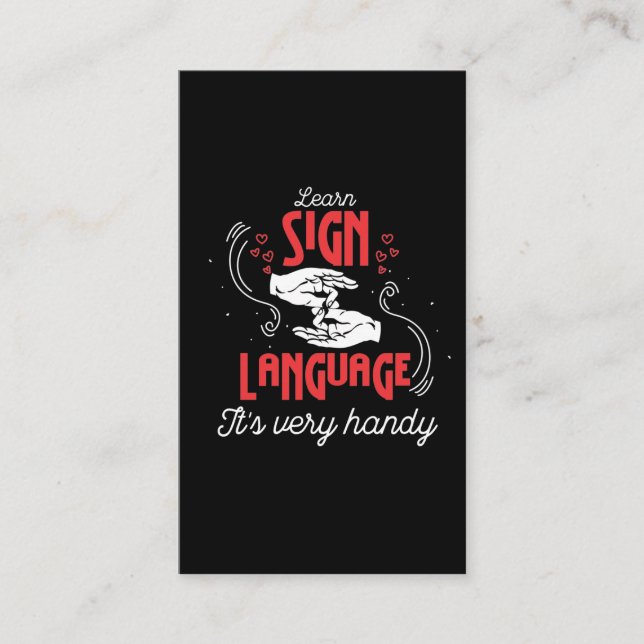 Hilarious Learn American Sign Language Humor Business Card (Front)