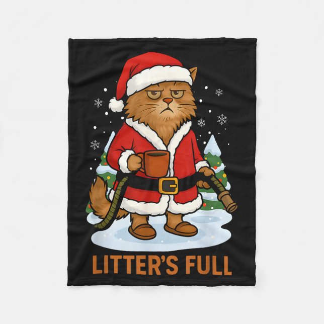 Hilarious Litter’s Full Funny Coffee Cat Lovers Ch Fleece Blanket (Front)