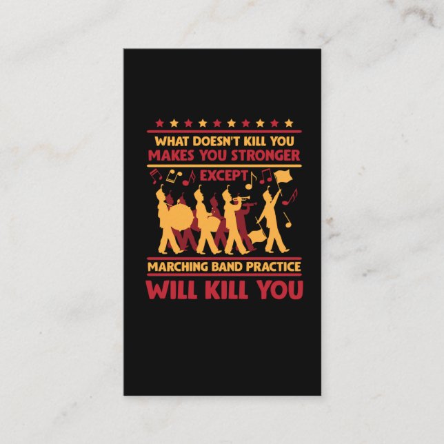 Hilarious Marching Band Sarcasm Trumpet Drum Music Business Card (Front)