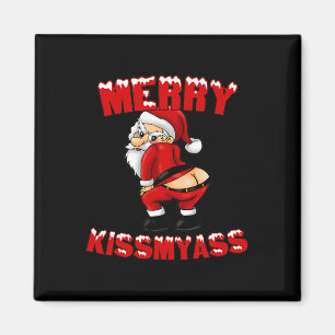 Hilarious Merry Kissmy Christmas Santa Magnet
