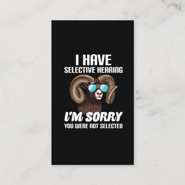 Hilarious Mouflon Sarcasm Sunglasses Rude Humor Business Card (Front)
