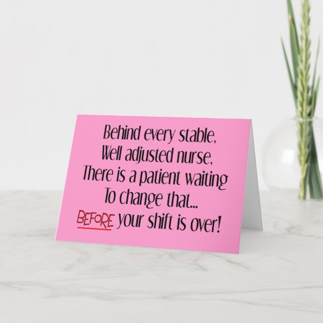 Hilarious Nurse Gifts "Behind Every Stable Nurse" Card (Front)