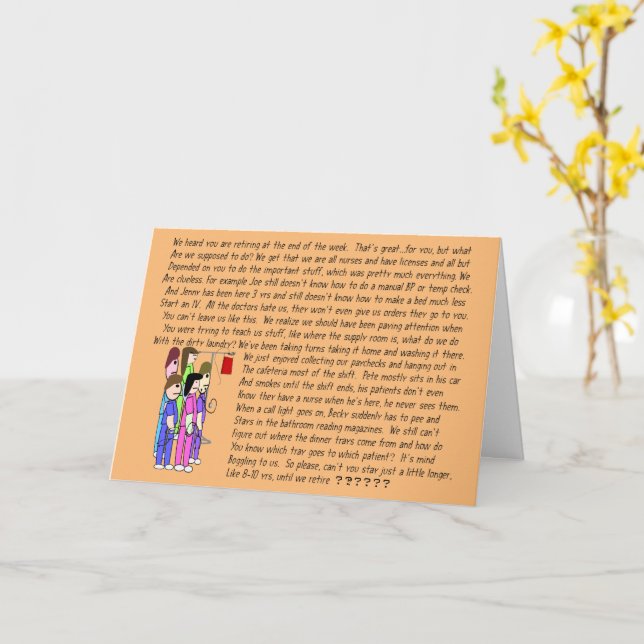 Hilarious Nurse Retirement #12 Card (Yellow Flower)