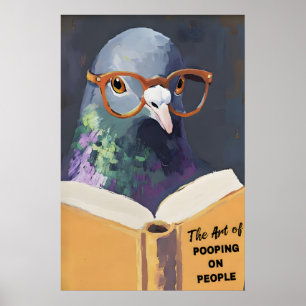 Hilarious Pigeon Pooping Art Print Bathroom Humor