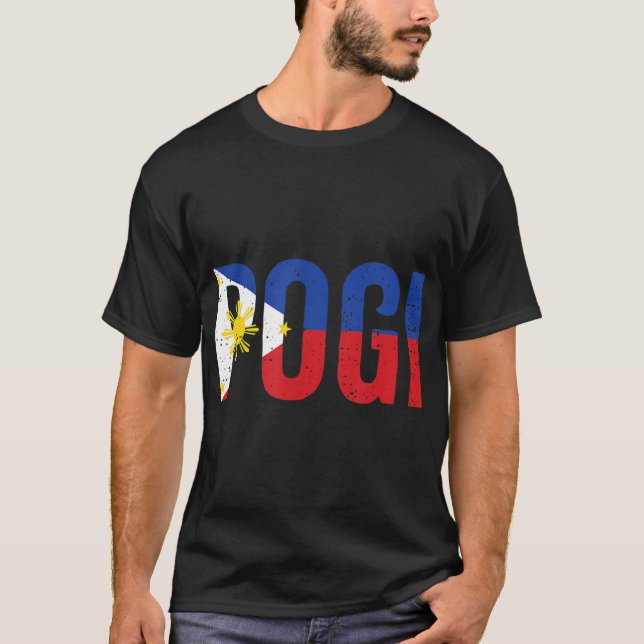 Hilarious Pogi Statement in Philippine Flag Design T-Shirt (Front)