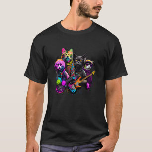 Hilarious Rock Star Cat Band. Funny Cat Rock Rocki T-Shirt