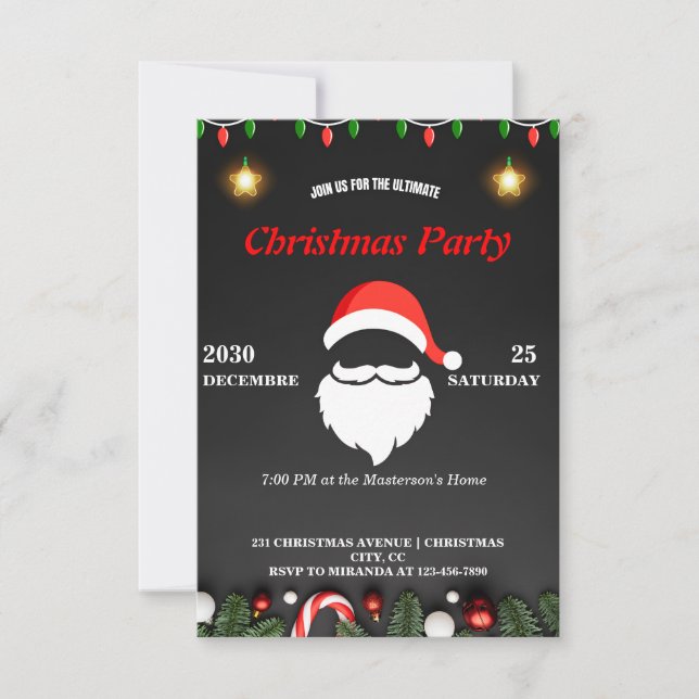 Hilarious Santa Christmas Invitation Festive & Fun (Front)