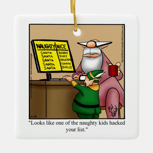 Hilarious Santa Humour Christmas Ornament (Front)