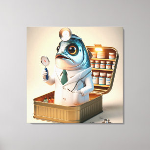 Hilarious Sardine Doctor Fish-ician Funny Quote Canvas Print