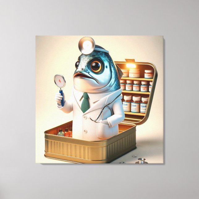  Hilarious Sardine Doctor Fish-ician Funny Quote Canvas Print (Front)