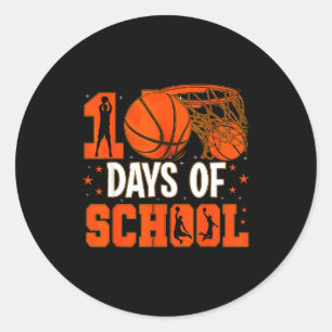Hilarious School Day 100 100th Basketball Days Sch Classic Round Sticker