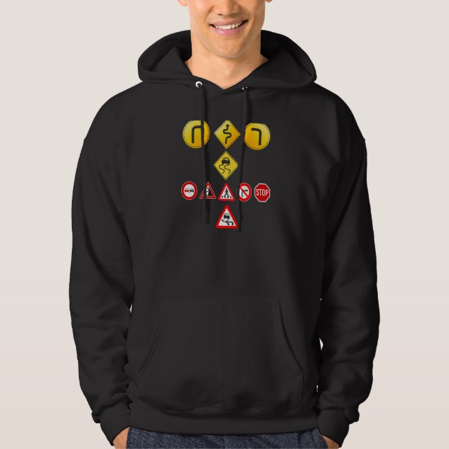 Hilarious Signal Lights Signboard No Right Left Tu Hoodie (Front)