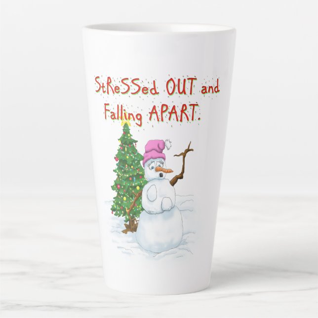 Hilarious snowman cartoon latte mug  (Front)