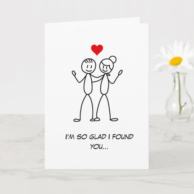 Hilarious Stickman Couple Funny Valentines Day Card (Small Plant)