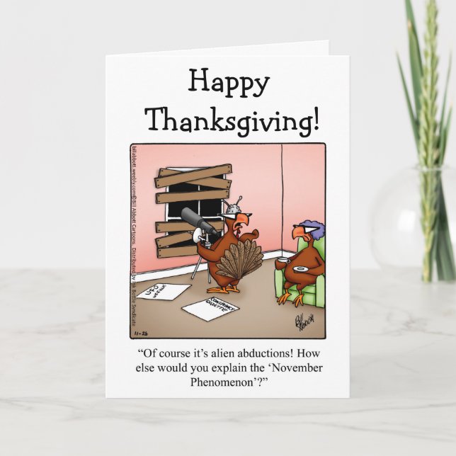Hilarious Thanksgiving Humour Greeting Card (Front)