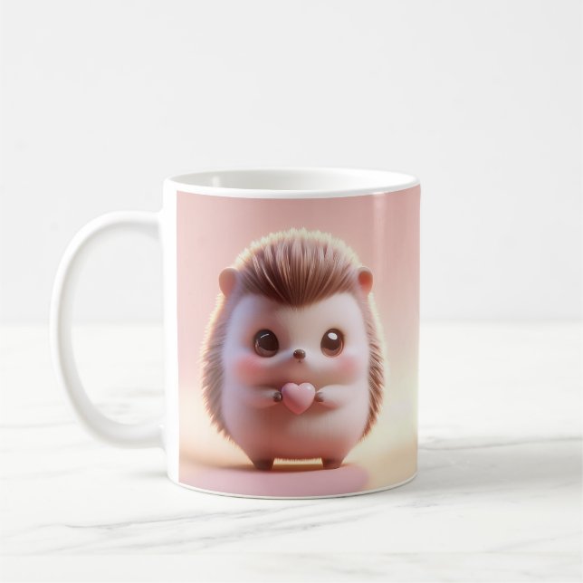 Hilarious Valentine Hedgehog 3D Look Front & Back Coffee Mug (Left)