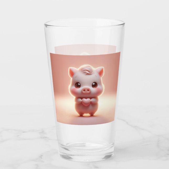 Hilarious Valentine Pig 3D Look Front & Back Glass (Front)