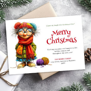 Hilarious Woman Christmas Card Editable Design