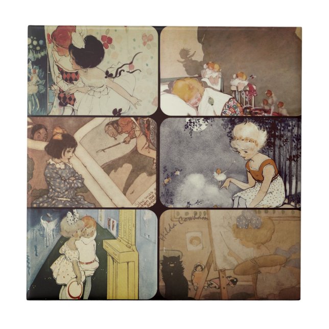 Hilda Collage Cowham Vintage Illustration | Tile (Front)