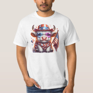 Hilighted Cow 4th July Sublimation Clipart  T-Shirt