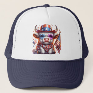 Hilighted Cow 4th July Sublimation Clipart  Trucker Hat